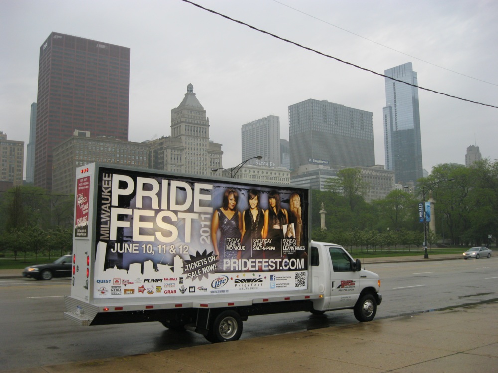 Traffic Displays' mobile billboard in Milwaukee